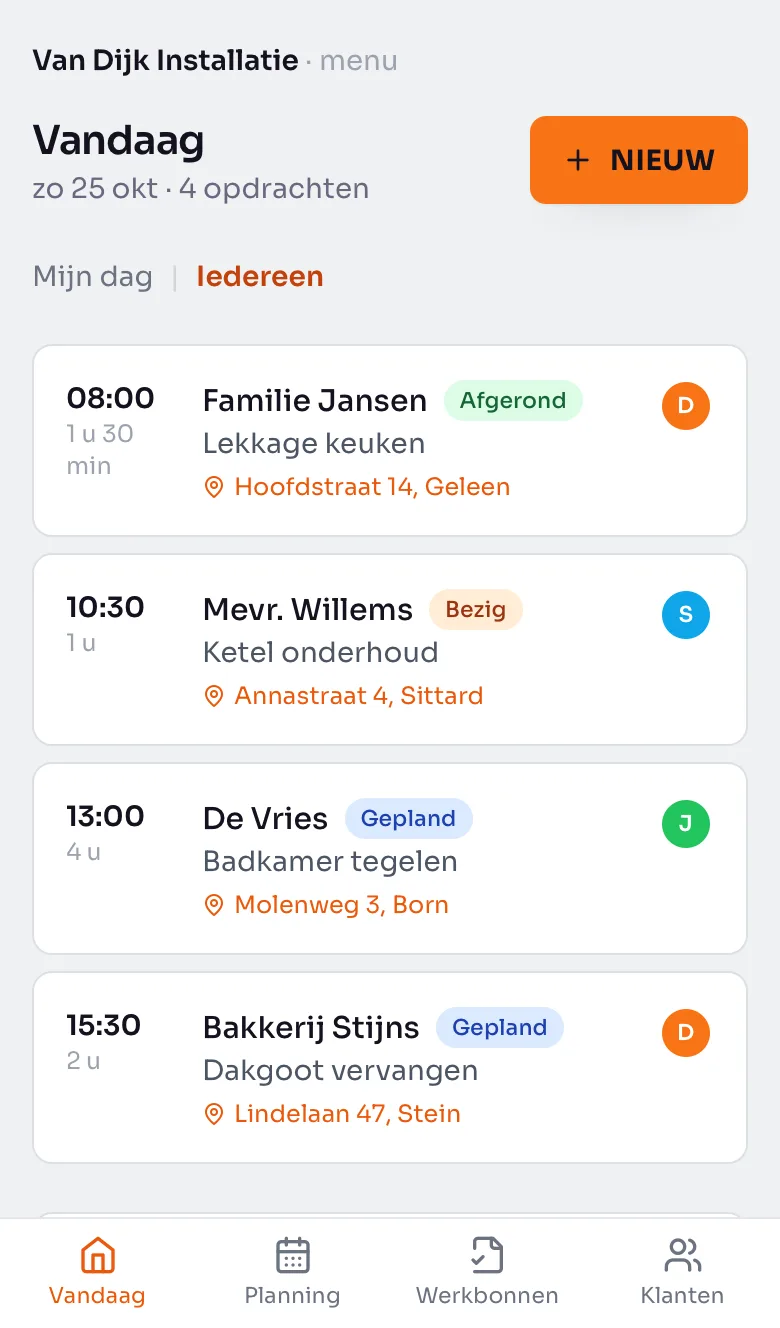 Fabro op de telefoon