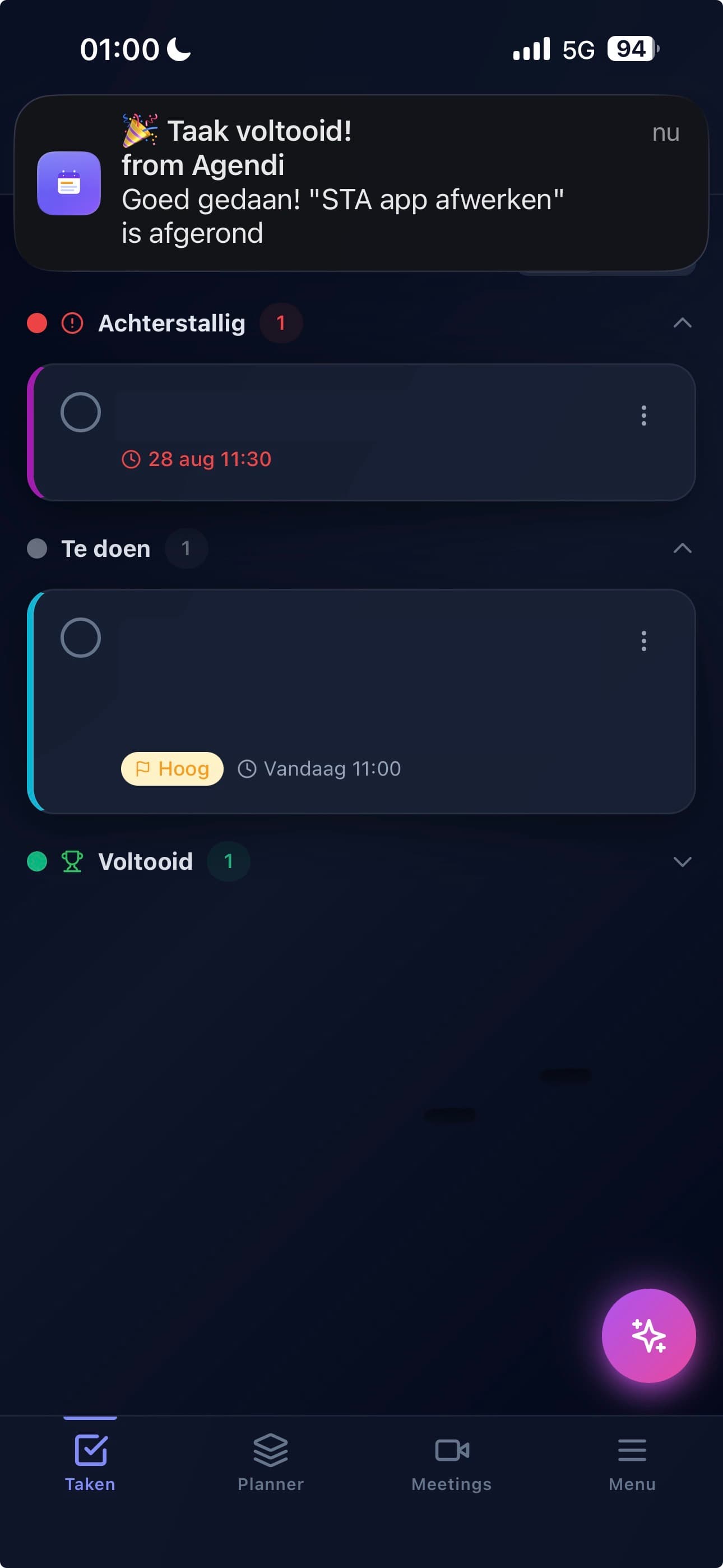 Agendi op de telefoon